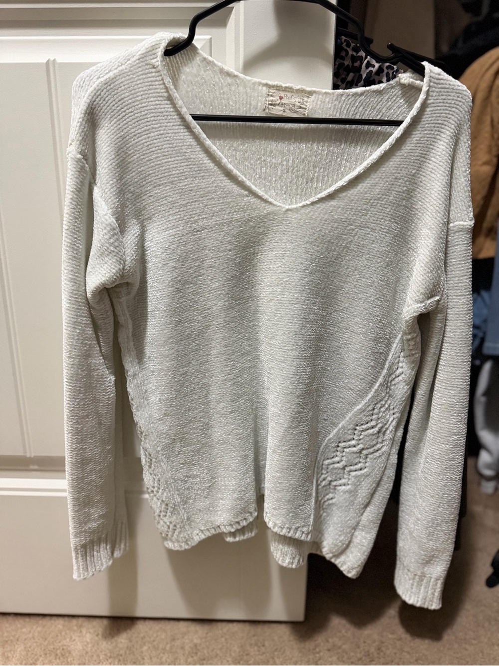 Poof! Cream V-Neck Knit Sweater